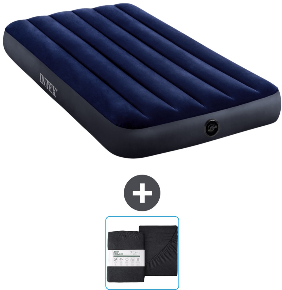 Intex Luchtbed - 1-Persoons - 99 x 191 x 25 cm - Blauw - Inclusief en Hoeslaken