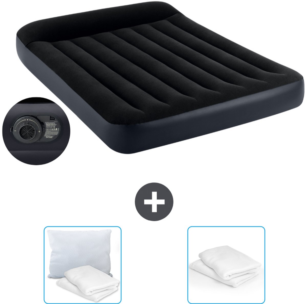Intex Luchtbed - Twijfelaar - 137 x 191 x 25 cm - Blauw - Inclusief pomp - Kussen en Kussenbeschermer