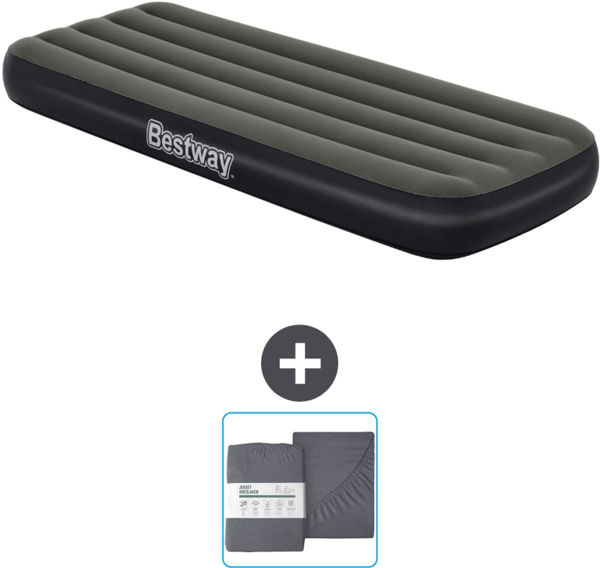 Bestway luchtbed - 1-Persoons - 76 x 185 x 25 cm - Groen - Inclusief en Hoeslaken