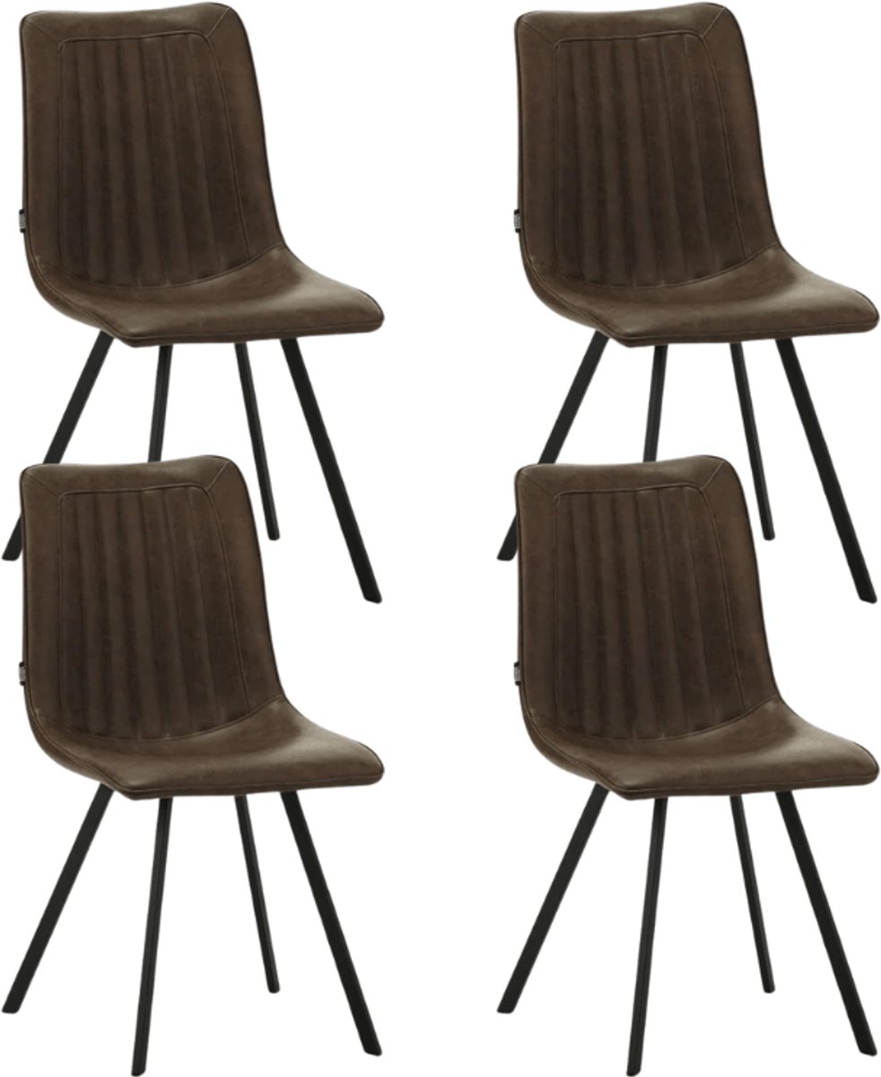 Dimehouse Set van 4 Eetkamerstoelen Jimmy PU-kunstleer taupe - Kunstleer - Industrieel