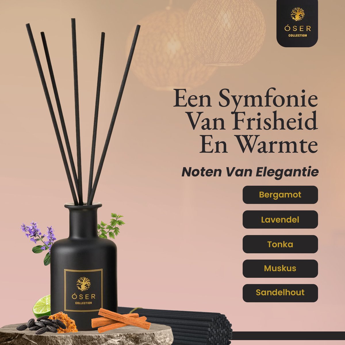 DIUFJAG 180ml - Osmanthus Raumduft Duftstäbchen Mit 8 stäbchen,Home Duft Reed Diffuser Lufterfrischer für Schlafzimmer Büro Badezimmer Regal Dekor