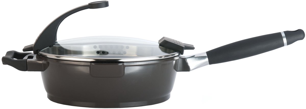 Braadpan met deksel donker 28 cm - Bruin - PFAS-vrij