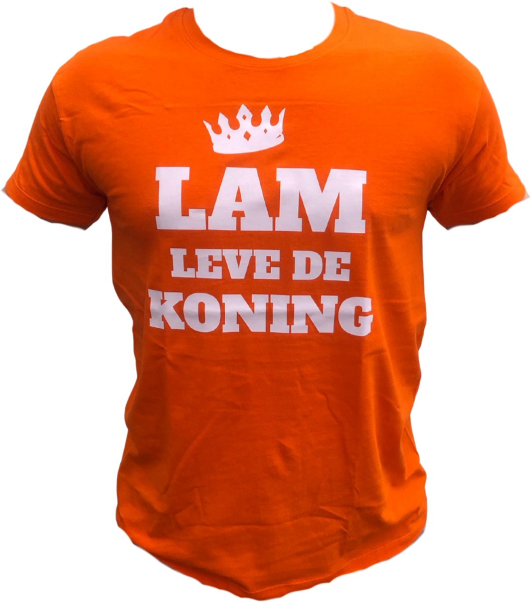 T-shirt Oranje - Lam Leve de Koning - Volwassenen - Maat XL