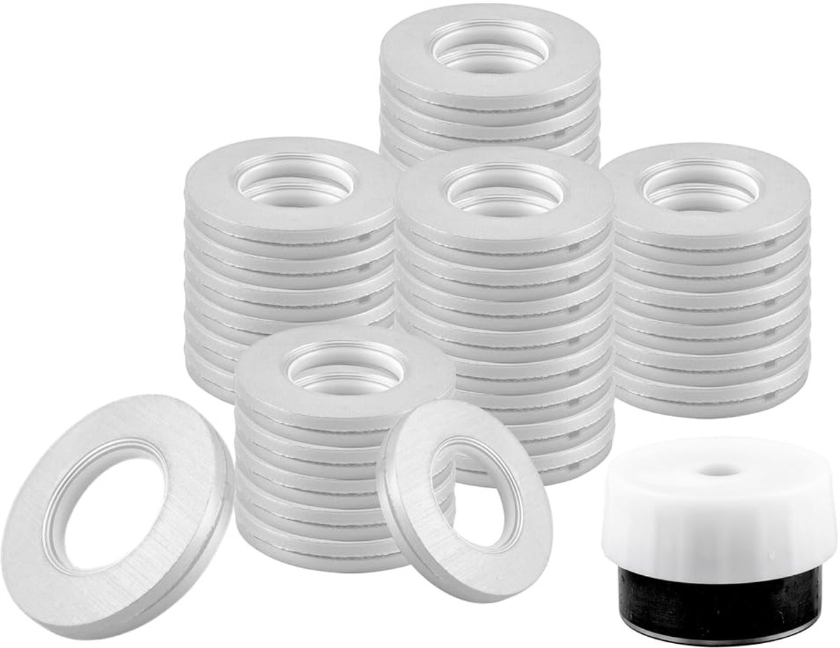 50 stuks zilveren gordijnringen 40 mm, stille gordijnringen, Romeinse ringen met ringetjes, plastic ringen voor gordijnen met perforator