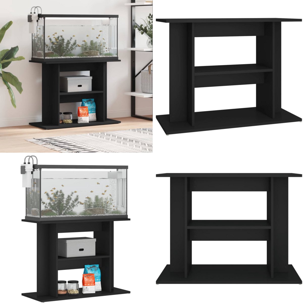 vidaXL Aquariumstandaard 80x35x60 cm spaanplaat zwart eikenkleurig, stevige kast