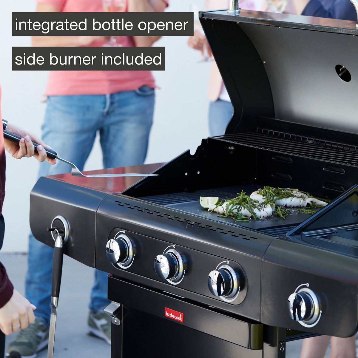 Barbecook Siesta 310 Graphite - Gas BBQ barbecue - 3 Branders - Met zijbrander - 1 vaste zijtafel - 124x56x118cm thumbnail 6