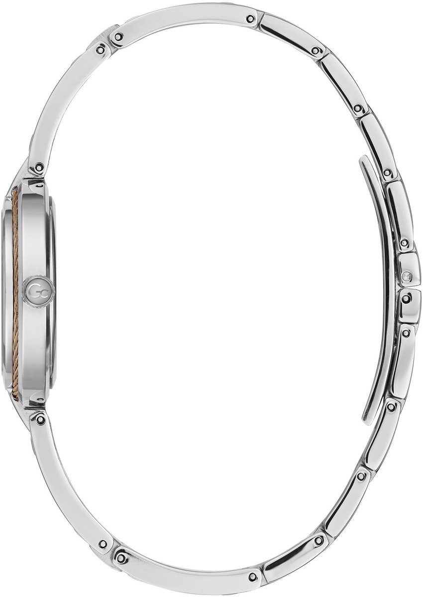 Gc Gc Cablebijou Quartz Analoog Horloge Zilver En Roségoud Case: 100% Stainless Steel| Bracelet: 100% Stainless Steel 30 mm Y39003L1MF