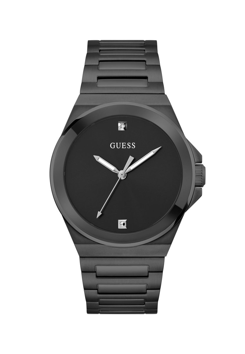 Guess Vinyl Quartz Analoog Horloge Black Case: 100% Recycled Steel | Armband: 100% Stainless Steel 44 mm GW0833G1, GW0833G2