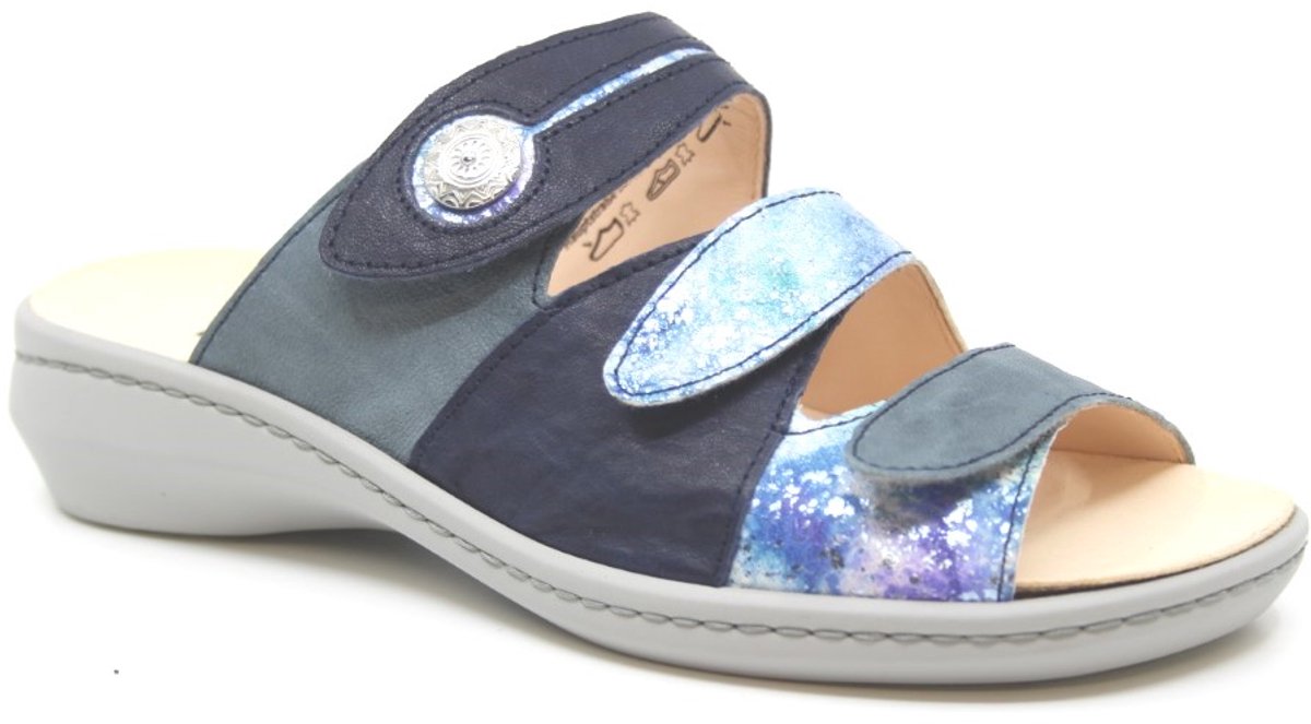 Comfortabele Dames Pantoffels - Leer, Turquoise, Maat 38