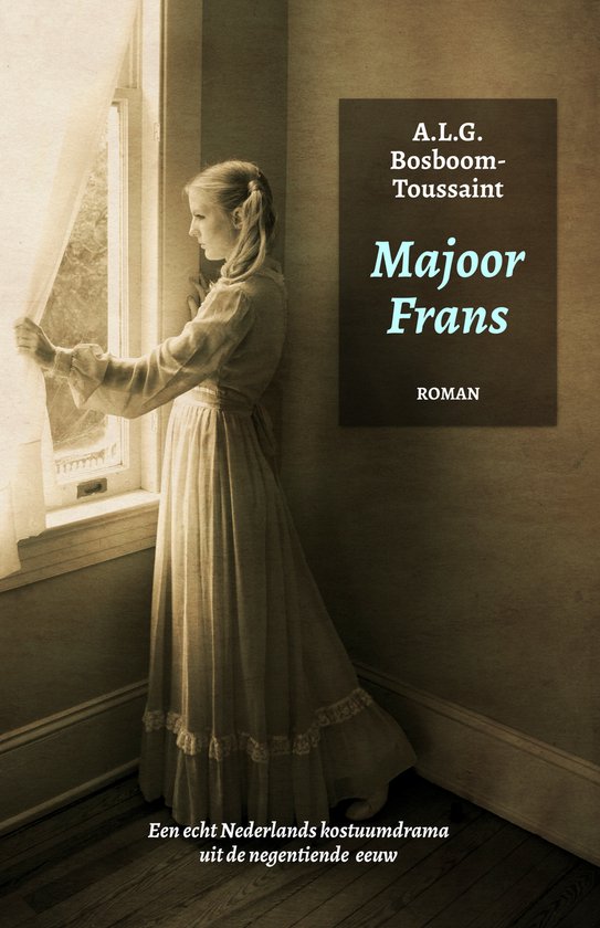 Boek "Majoor Frans" met op de cover een meisje in een lange jurk bij een raam.