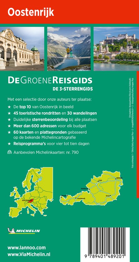 Boek met beelden van Oostenrijkse paleizen, bergen en steden. Bevat kaarten en reisroutes.