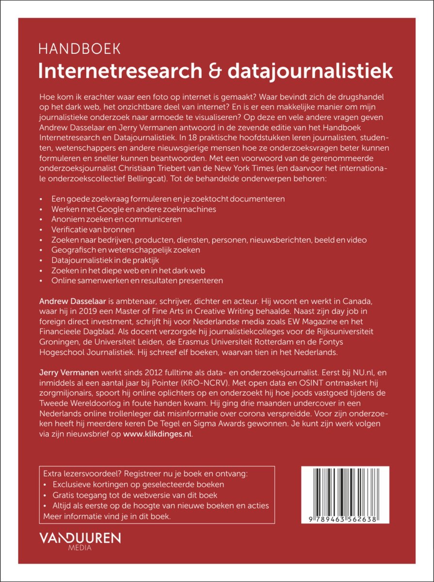 Handboek - Handboek Internetresearch & datajournalistiek, 7e editie - back cover