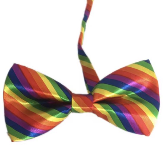 CHPN - Vlinderstrik - Regenboog strik - Vlinderdas - Rainbow bow - Grappig strikje - feeststrik - Verkleden - Carnaval - Unisex