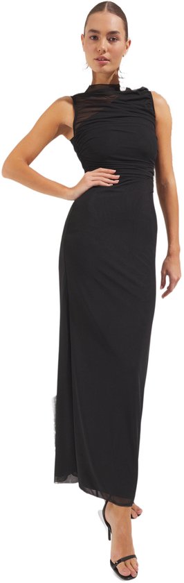 Robe de soirée moulante noire en tulle tricoté avec doublure Trendyol Tprss25Ae00040