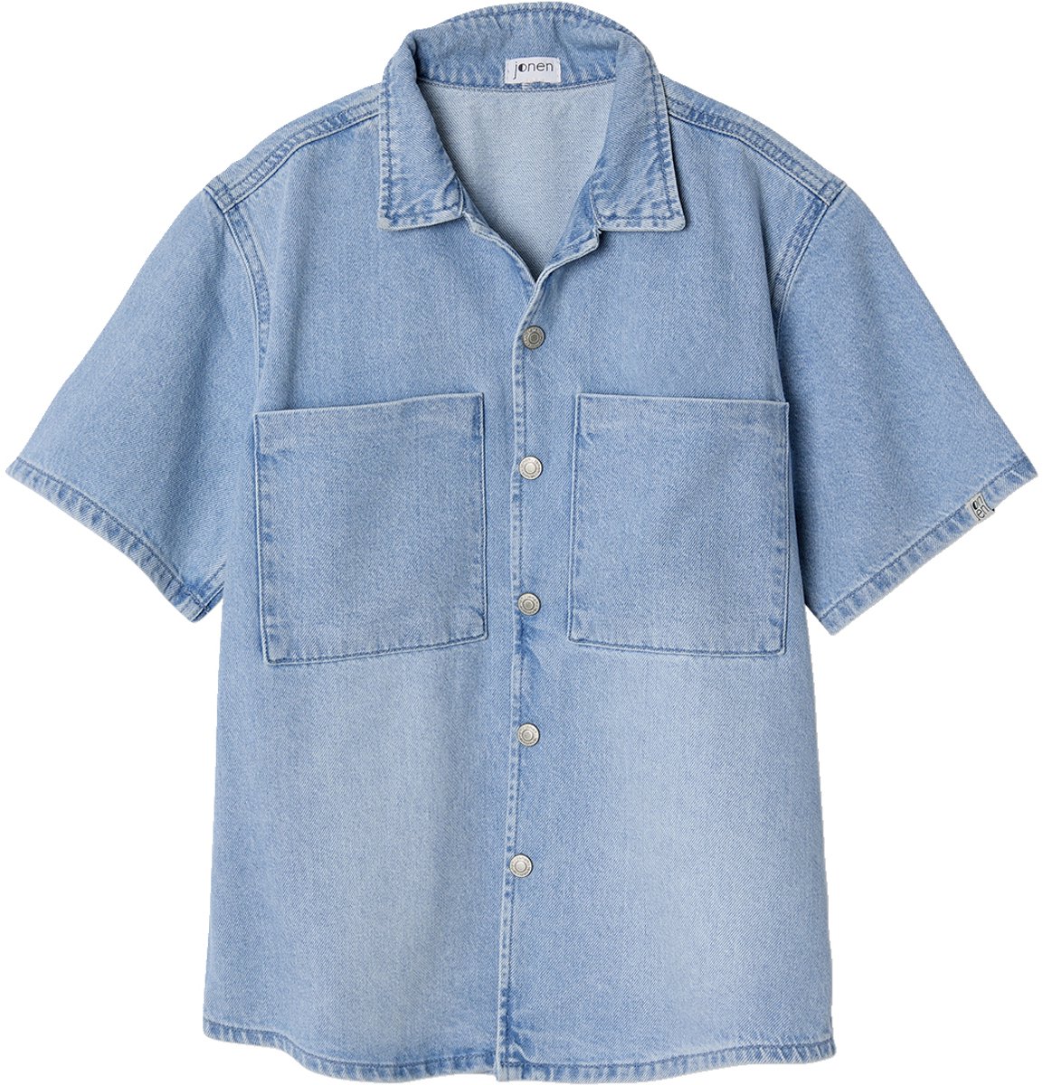 Jonen Licht denim jongensoverhemd met korte mouw