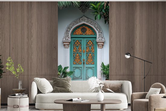 Behang - Fotobehang Deur - Patronen - Planten - Breedte 120 cm x hoogte 240 cm