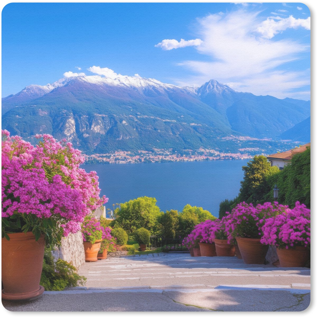 Muismat 30x30 cm - Mousepad Lake Como - Italië - Landschap - Muismatten