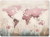 Wereldkaart - Bloemen, Roze
