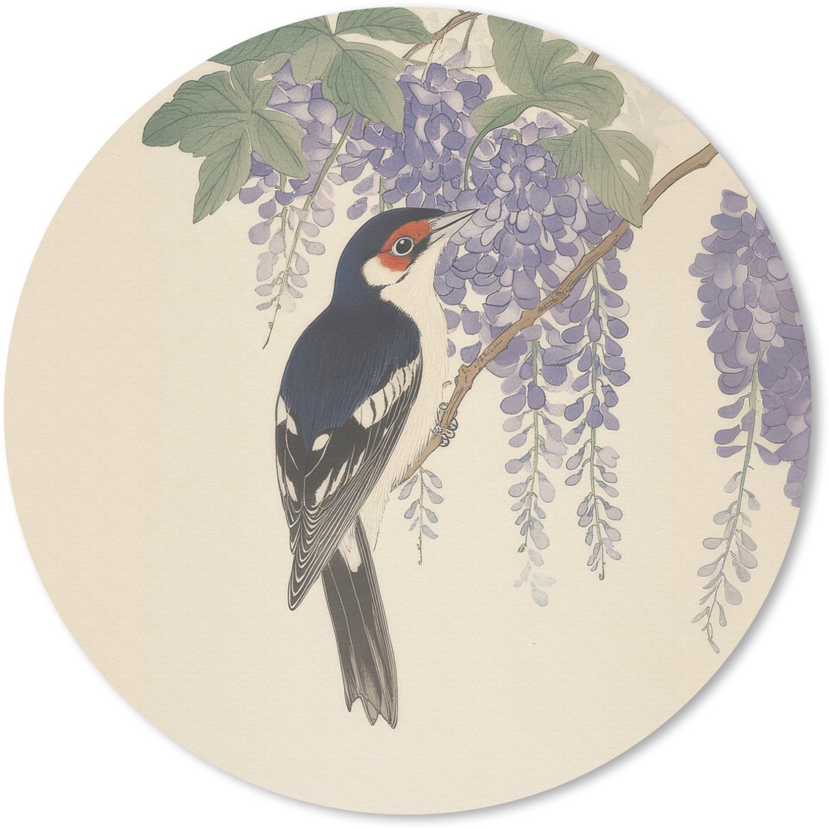 Muismat rond 20x20 cm - Mousepad Specht - Bloemen - Paars - Ronde muismatten