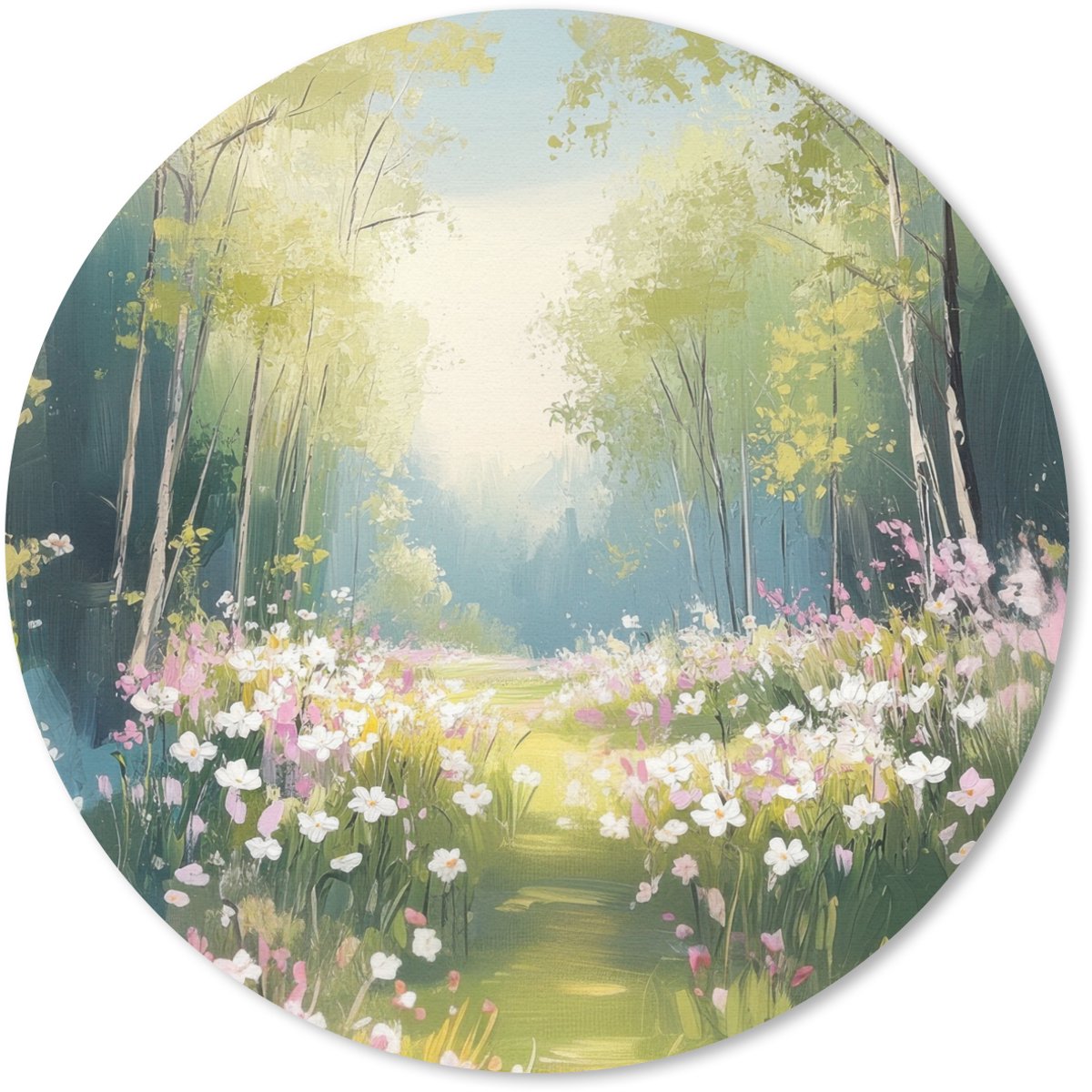 Muismat rond 50x50 cm - Mousepad Bos - Schilderstijl - Kleurrijk - Ronde muismatten