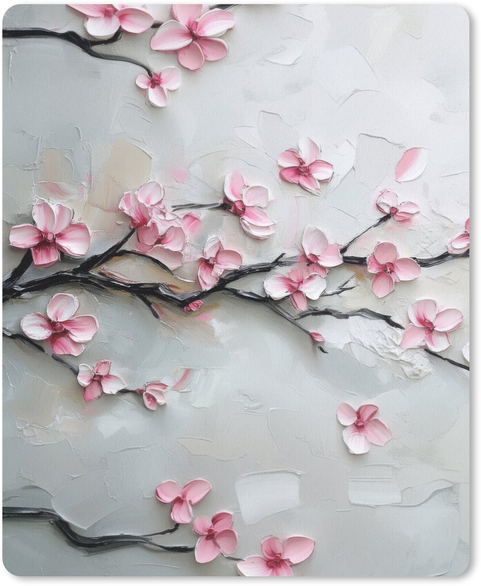 Muismat 19x23 cm - Mousepad Bloesem - Kunstzinnig - Roze - Sakura - Muismatten
