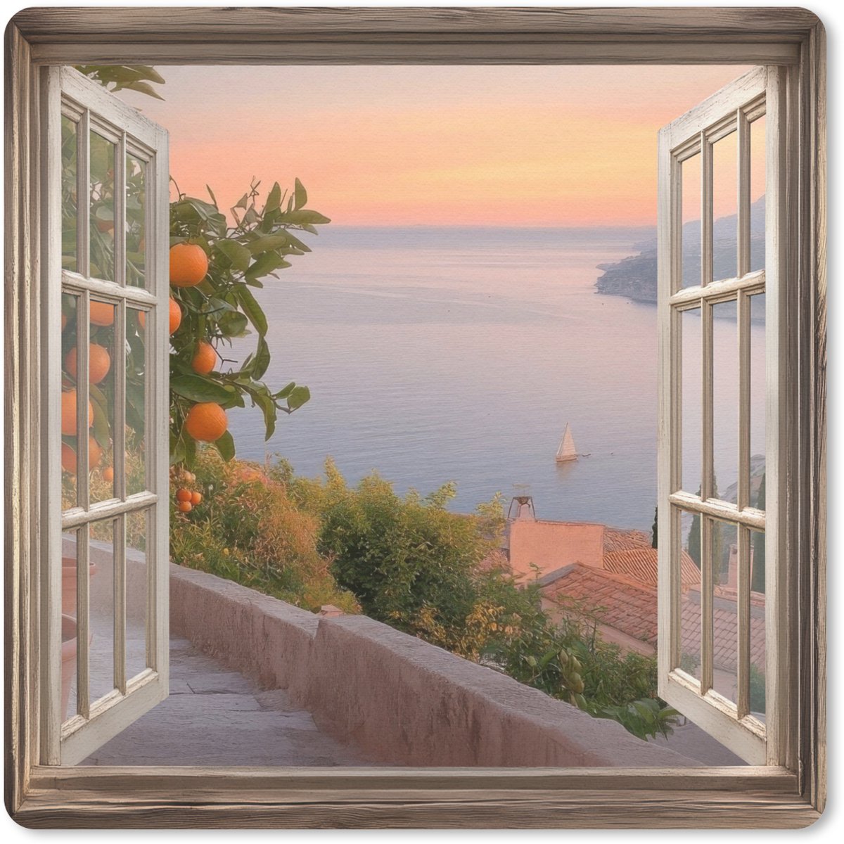 Muismat 20x20 cm - Mousepad Doorkijk - Uitzicht - Meer - Landschap - Muismatten