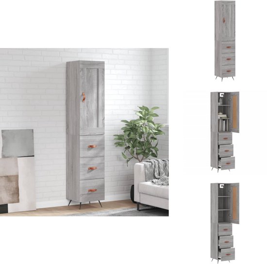 vidaXL-Hoge-kast-34,5x34x180-cm-bewerkt-hout-grijs-sonoma-eikenkleurig