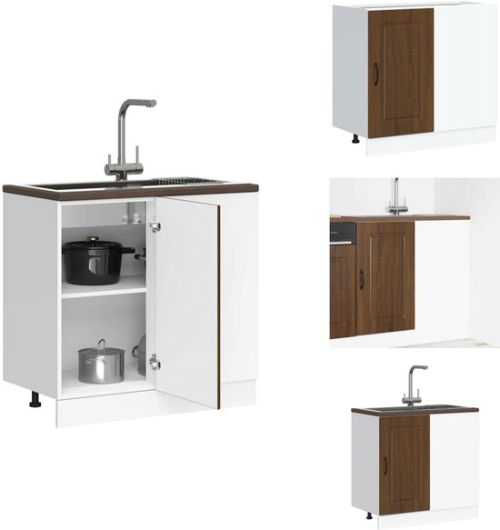 VidaXL Keukenkast Met Lade Met Plank Met Opslag Met De Deur Zwart Eiken Bewerkt Hout
