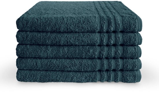 Byrklund Handdoeken 70 x 140 - Set van 5 - 100% Katoen - Hotelkwaliteit - Zacht en Absorberend - Donker Blauw