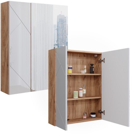Badkamerspiegelkast Eliza Wit 70 x 65 cm met 2 deuren Vicco | Wit | Spiegelkast | 406673144473106