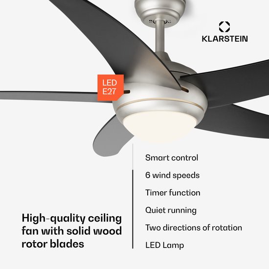Plafondventilator Rafael met verlichting - 132cm - 6 snelheden
