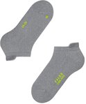 Paar grijze Falke 'COOL KICK' enkelsokken met gele tekst en 'R' markering.
