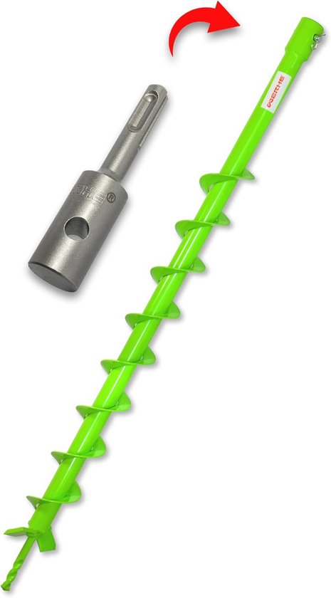 WERHE® Profi-boormachine massief staal, grondboor voor boormachine 150 mm extreem robuust met SDS Plus adapter - heiboor putboor precieze boorpunt