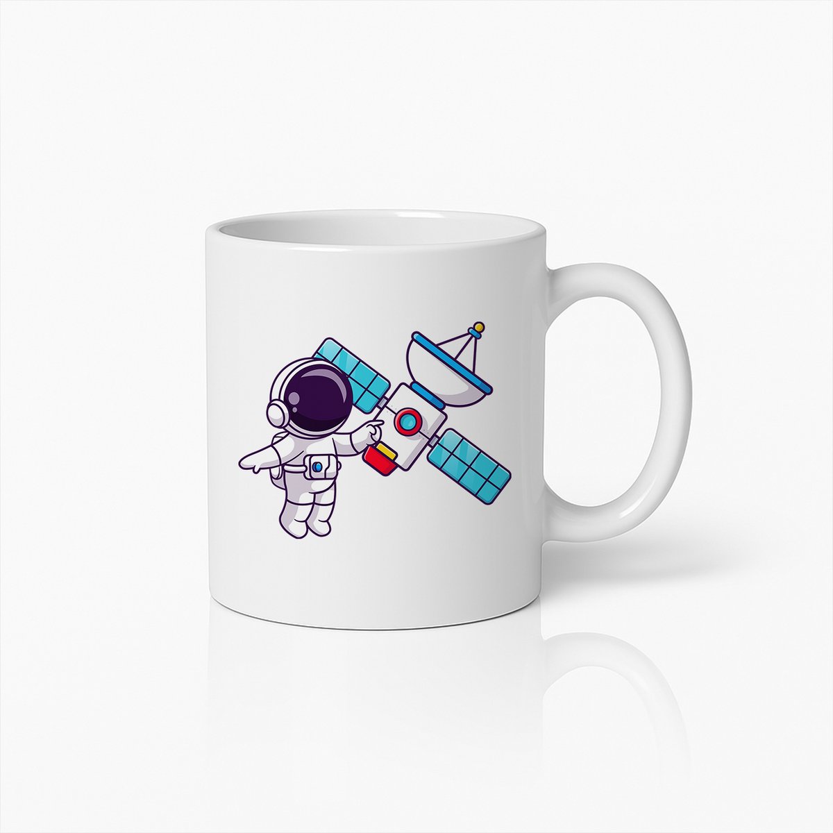 Astronaut & Satelliet Mok – Leuk Ruimteontwerp voor Kinderen en Ruimteliefhebbers