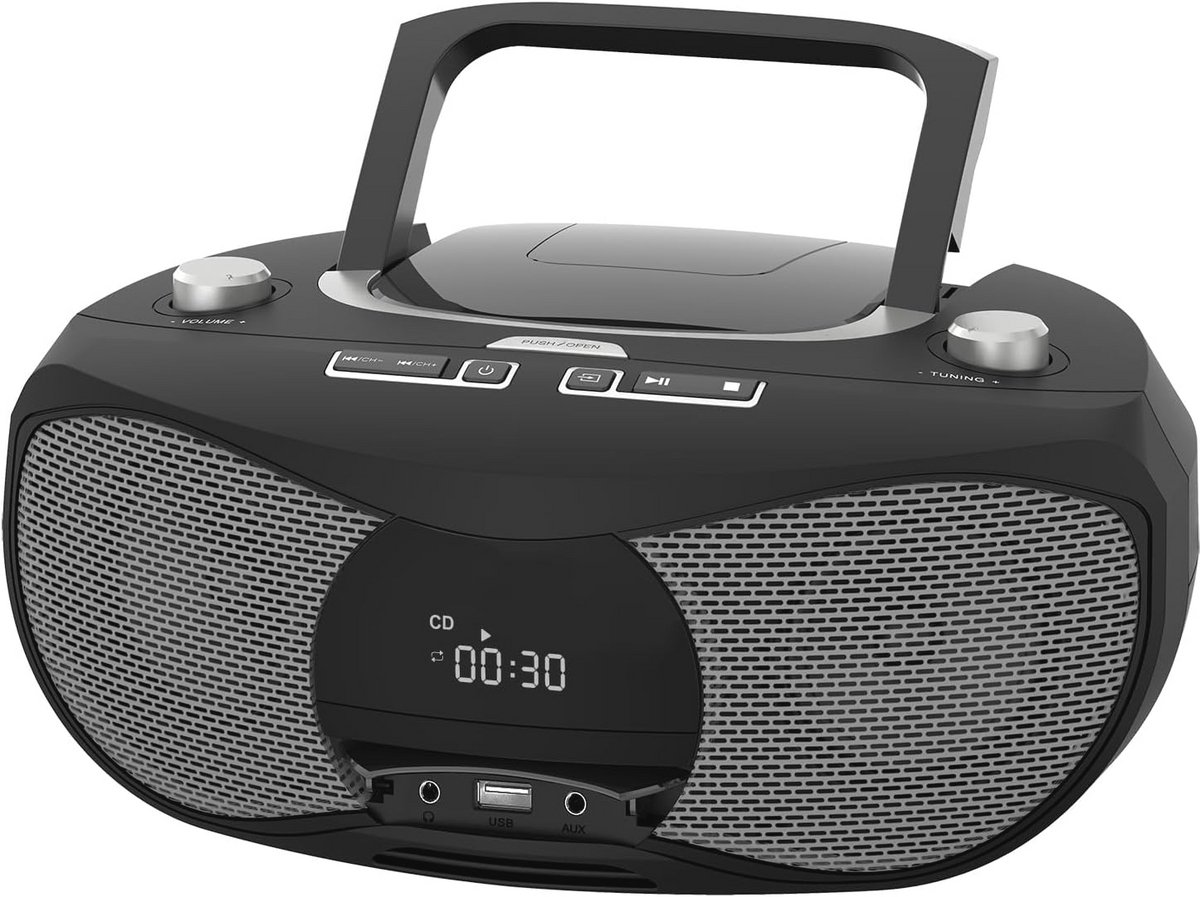 CD-speler Boombox met Bluetooth 5.3 en FM-radio | Draagbare Muziekspeler met USB en AUX