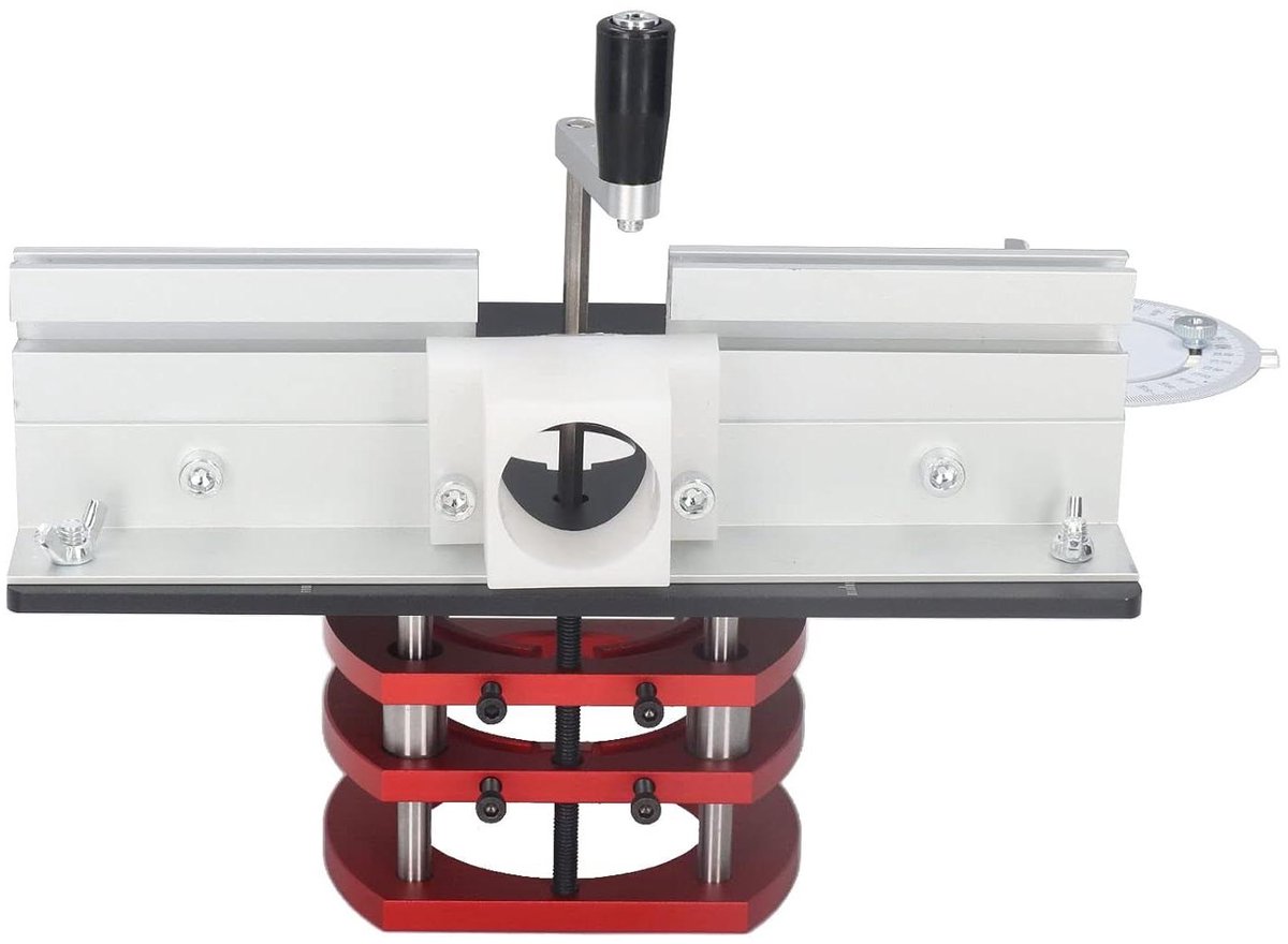 Routerlift met Bovenplaat - Freestafel Lift - Houtbewerking Precisie - Handmatig Hefmechanisme - 240 x 200 mm - Zwart