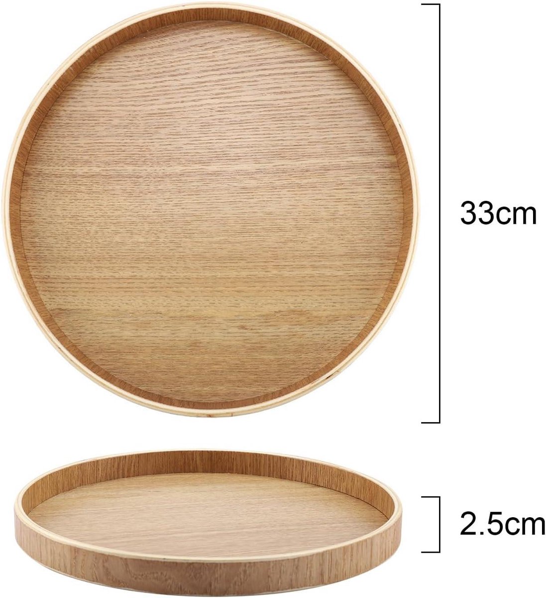33cm Zwart Houten Dienblad Multifunctioneel Rond Natuurlijk Houten Dienblad Multifunctioneel Dienblad Drank Dienblad voor Thuis Restaurant Party Bar