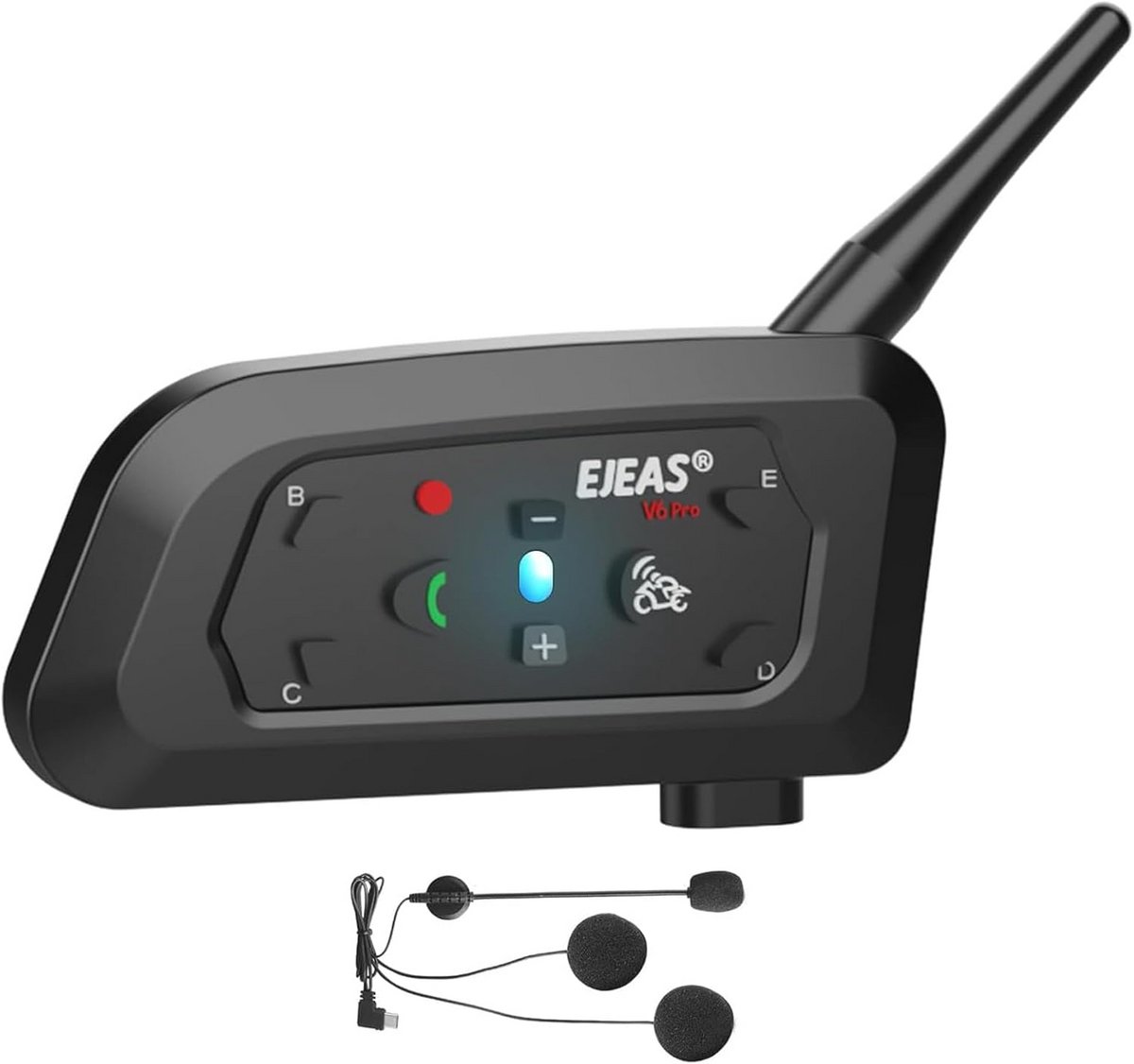 Bluetooth Intercom voor Motorfiets tot 6 Rijders met DSP-Ruisonderdrukking