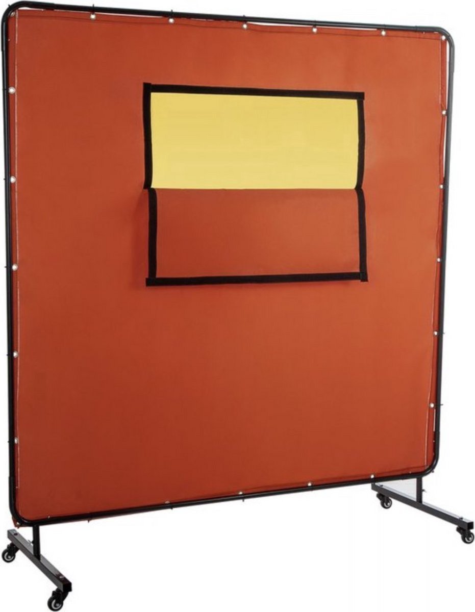 Bolt Edge Lasscherm - Rood frame - Lasbeschermingsgordijn - Lasgordijn - Lasdeken - Slijpscherm - Beschermingsgordijn vinyl - 180X180 - Vlamvertragend Bruin
