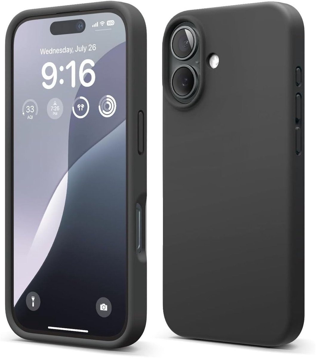 Shockproof Backcover - Liquid Silicone Soft Hoesje - Geschikt voor: iPhone 16 Plus - Zwart