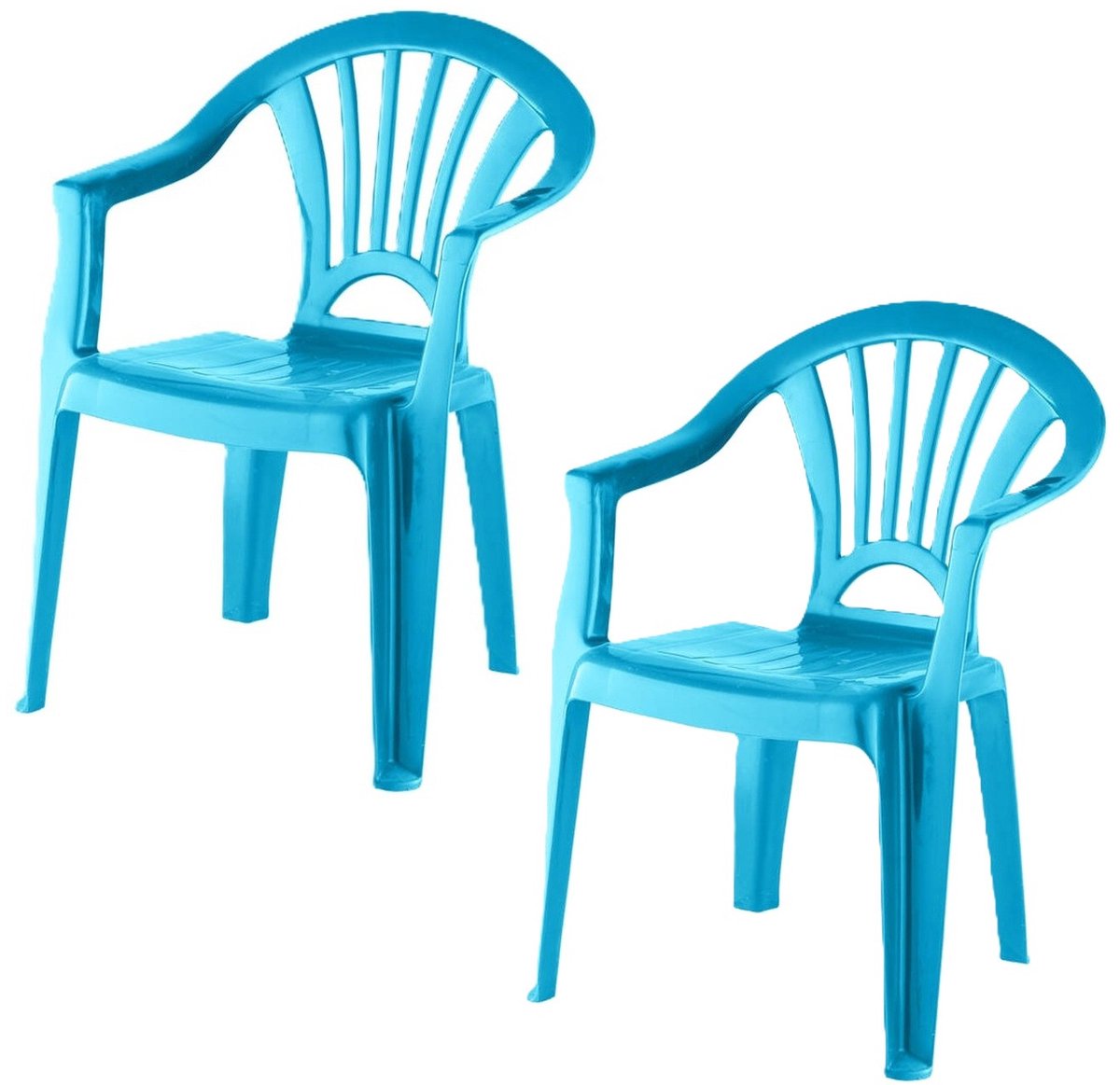 Camping Kinderstoel van kunststof - 2x - blauw - 37 x 31 x 51 cm - binnen/buiten