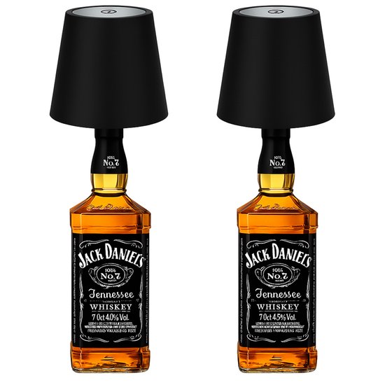 2 pièces – Lampe bouteille rechargeable sans fil à intensité variable – Lampe de table noire avec lumière Wit chaude