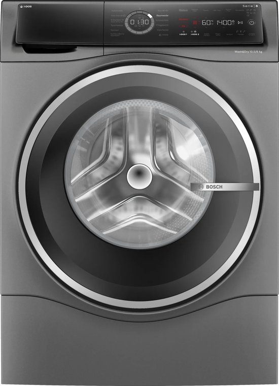 Bosch Serie 8 WNC254AS0, Voorlader, Vrijstaand, Roestvrijstaal, Links, Zwart, Zilver, Touch