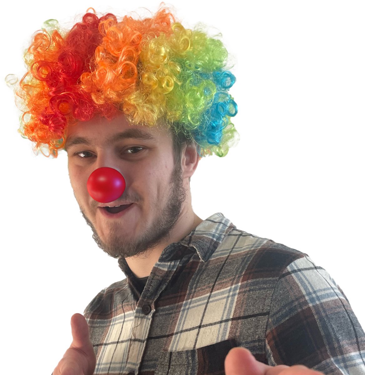 Regenboog Afro Pruik - Carnavalskleding Dames & Heren - Verkleedkleren Volwassenen - Clown - Carnaval Accessoires - Pride