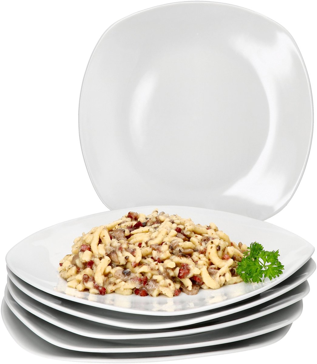 MamboCat Set van 6 LOTTA dinerborden wit porselein 25,2cm