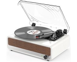 CRLYN® Platenspeler Bluetooth - CD Speler met Speakers - Vintage - Wit