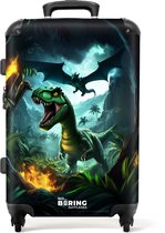 NoBoringSuitcases.com® - Grande valise enfant Dinosaure et dragon dans une vallée brûlante - Bagage - Valise de voyage pour garçon - Valise chariot - Valises 67cm