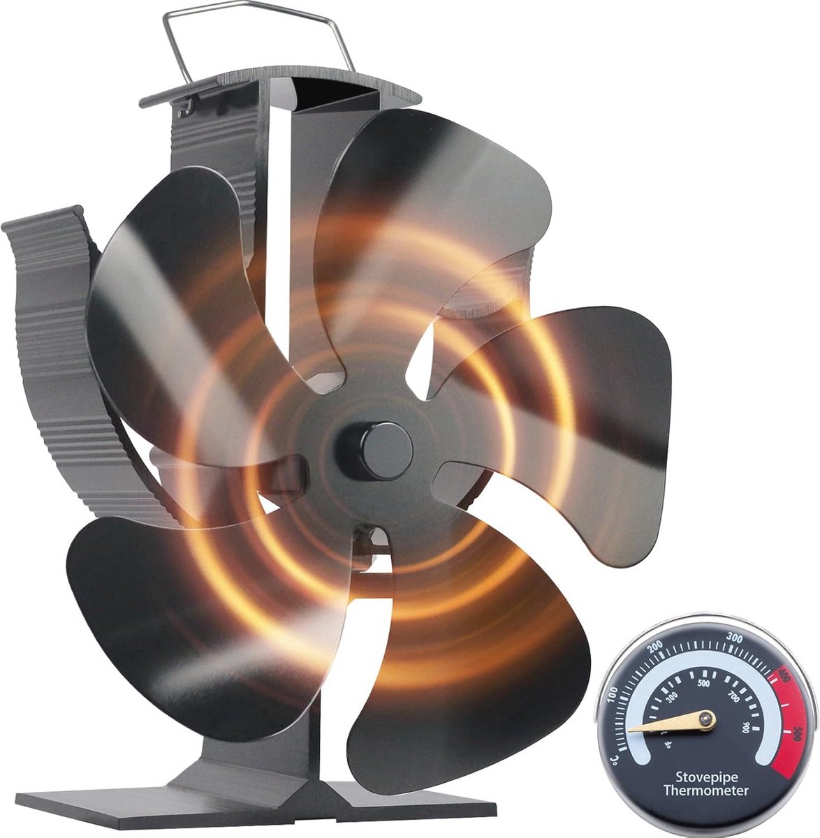 Houtkachelventilator voor efficiënte warmtecirculatie zonder elektriciteit