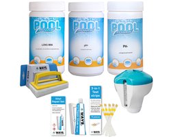 WAYS Zwembad & Spa Onderhoudspakket - Complete Waterbehandeling voor Zwembad en Jacuzzi - Inclusief Chloor, pH en Accessoires