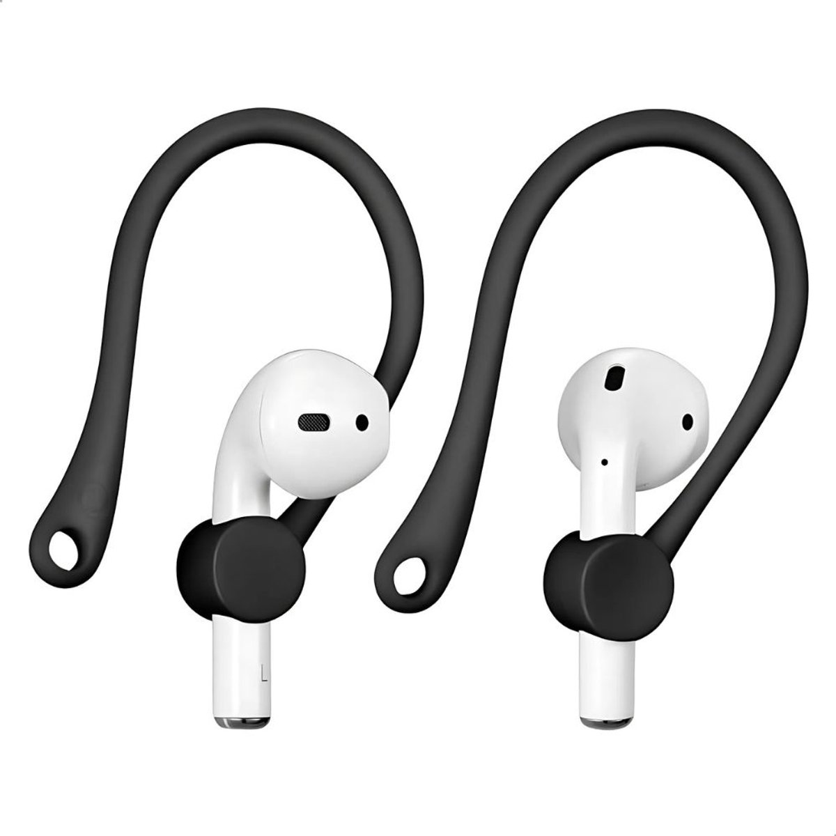 Ainy - Oorhaken zwart geschikt voor Apple Airpods 1 / 2 / 3 / 4 / Pro 1 & Pro 2 of andere oortjes draadloos / bluetooth oordopjes | Haakjes met veilige Pasvorm I Siliconen Eartips I Ergonomisch en Anti-Lost Ontwerp